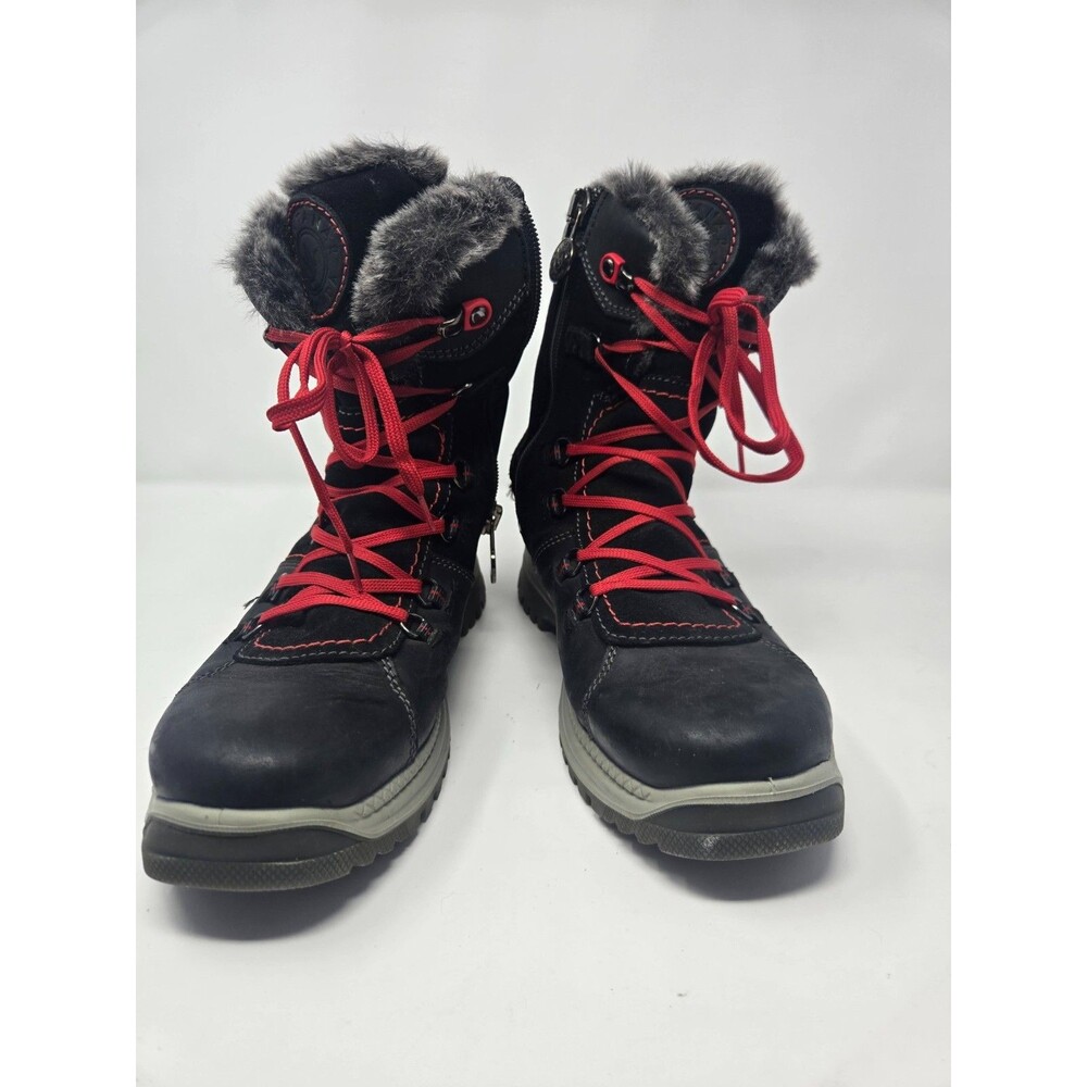 Santana Canada Womens Sz 9 Black Leather Waterproof Snow Boots Faux Fur - Picture 3 of 11